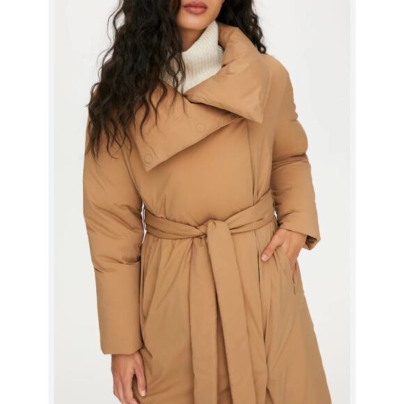 Avec Les Filles Anthropologie Long Tan Belted Puffer Coat size medium - Picture 1 of 7